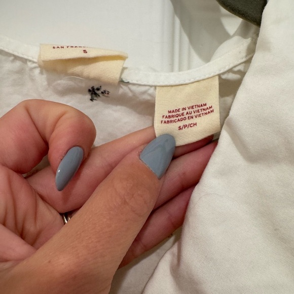 K1. Levi’s Royce Embroidered Floral White Large Collar Puff Sleeve Top Blouse - Picture 7 of 10